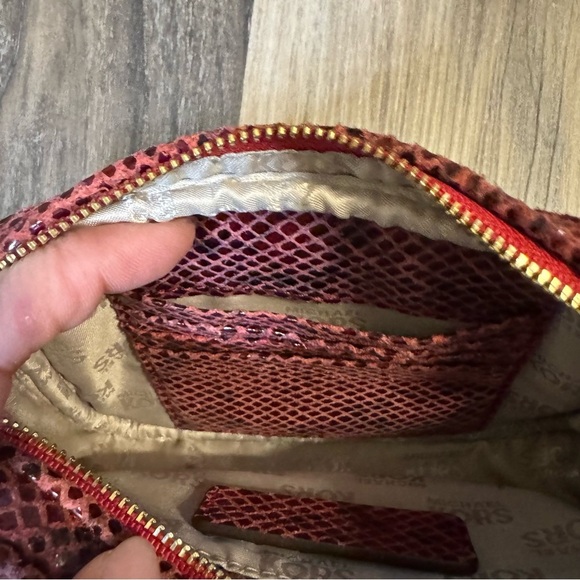 Michael Kors Hamilton Red black Python Embossed Leather‎ Crossbody Hand Bag - Picture 10 of 11